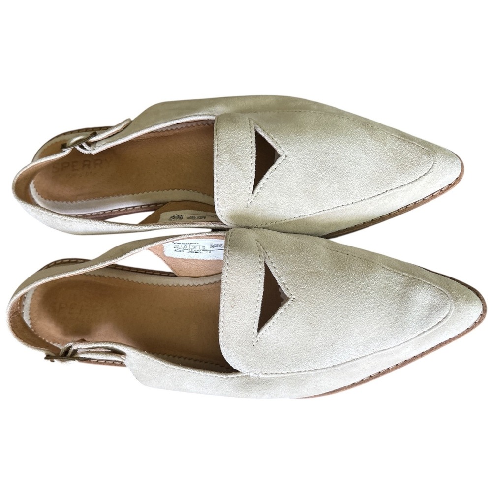 Sperry Top-Sider Saybrook Pointed Toe Slingback Flats, Ivory Nubuck Suede,Size 8 - Picture 6 of 9